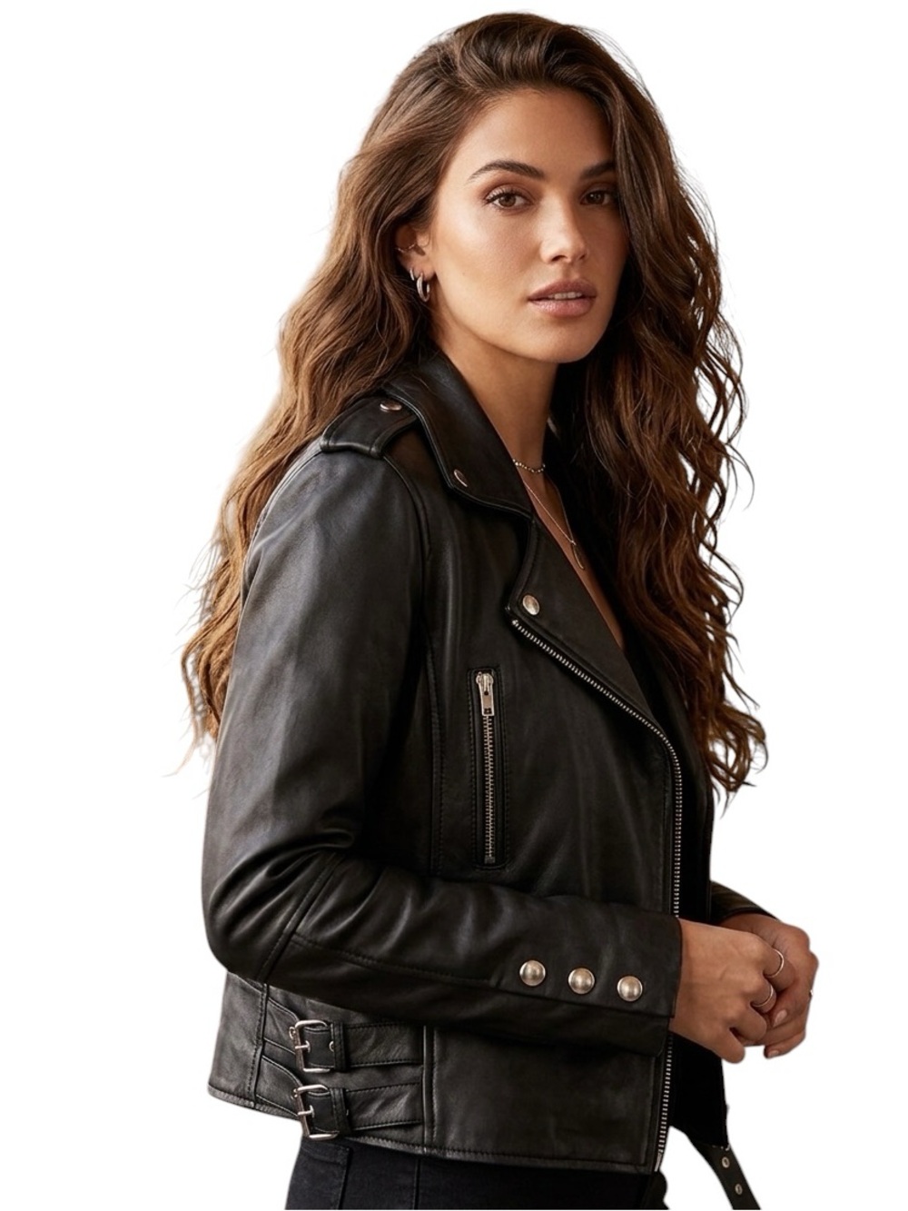 Generation Love Cosmo Stretch Vegan Leather Moto Jacket Black S NWOT